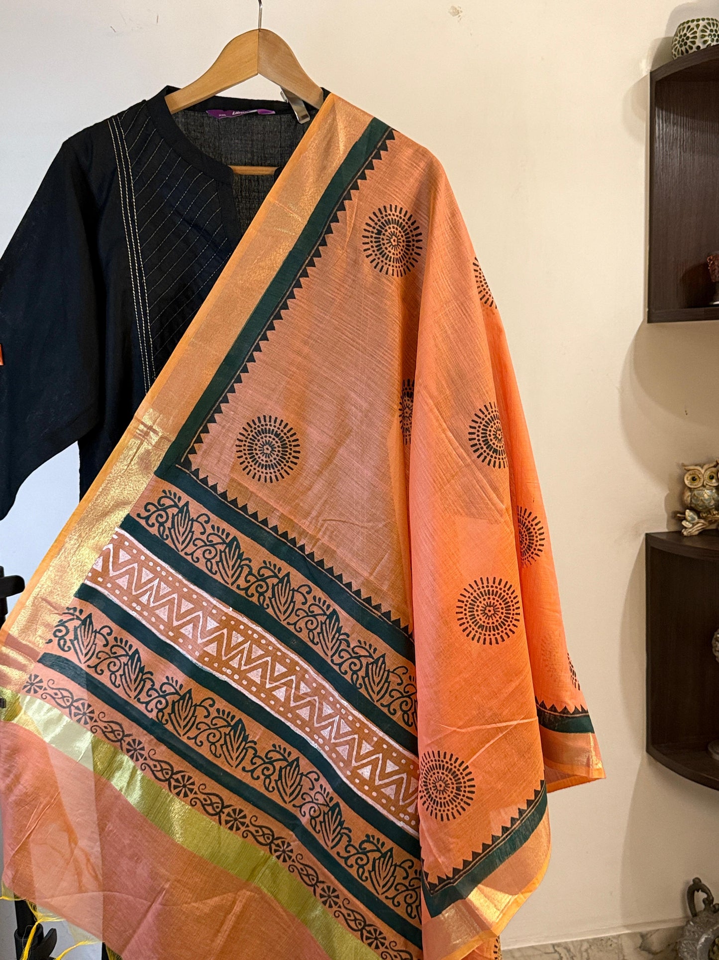Trishika – Orange Chanderi Silk Dupatta