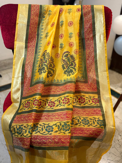 Vibha – Bright Yellow Chanderi Silk Dupatta