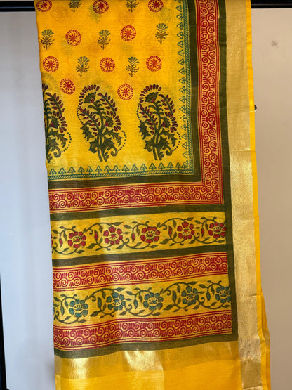 Vibha – Bright Yellow Chanderi Silk Dupatta