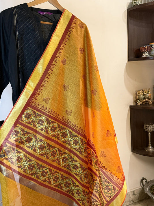 Sunehri – Golden Orange Chanderi Silk Dupatta