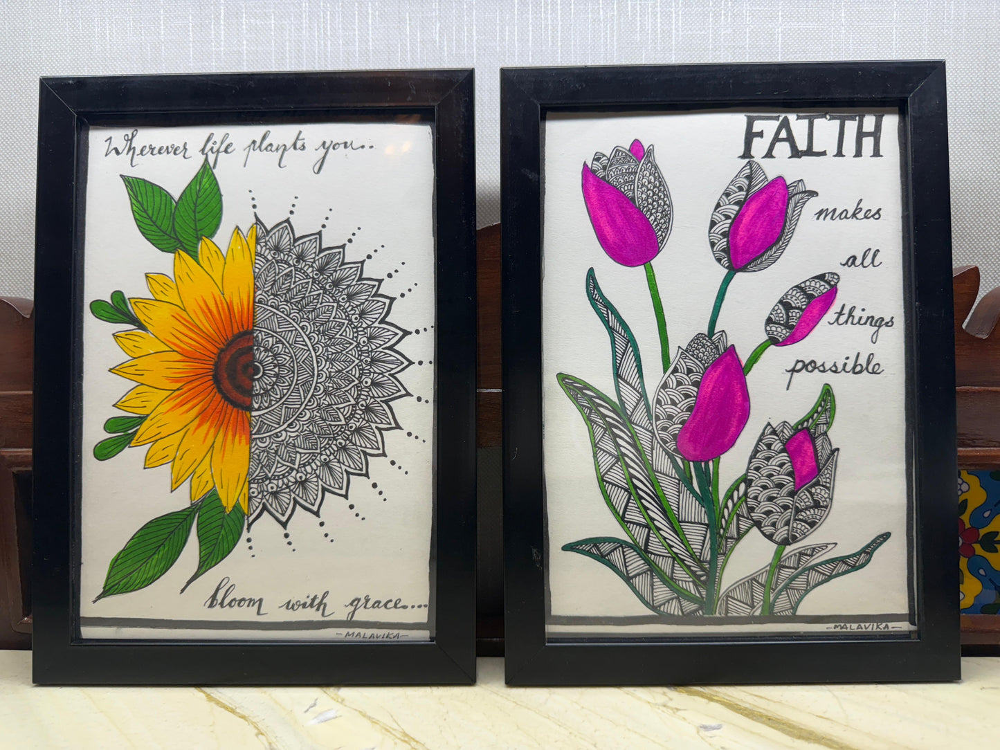 Petal Power – Set of 2 Mandala-Inspired Motivational Frames