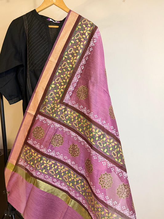 Lavanya– Mauve Chanderi Silk Dupatta