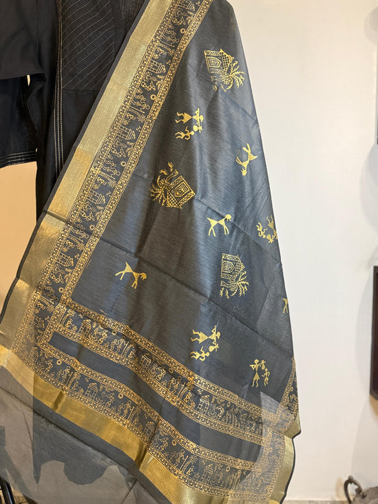 Shobhita – Grey Chanderi Silk Dupatta