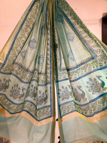 MorPankh – Teal Chanderi Silk Dupatta