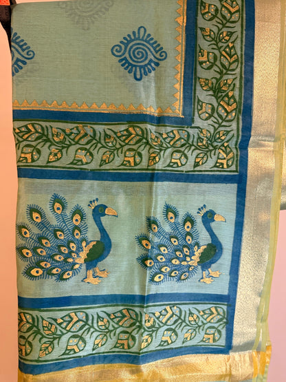 MorPankh – Teal Chanderi Silk Dupatta