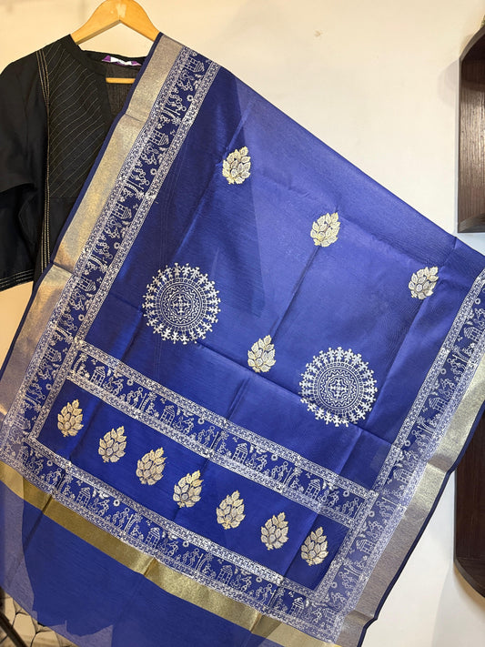 Neelambari – Royal Blue Chanderi Silk Dupatta