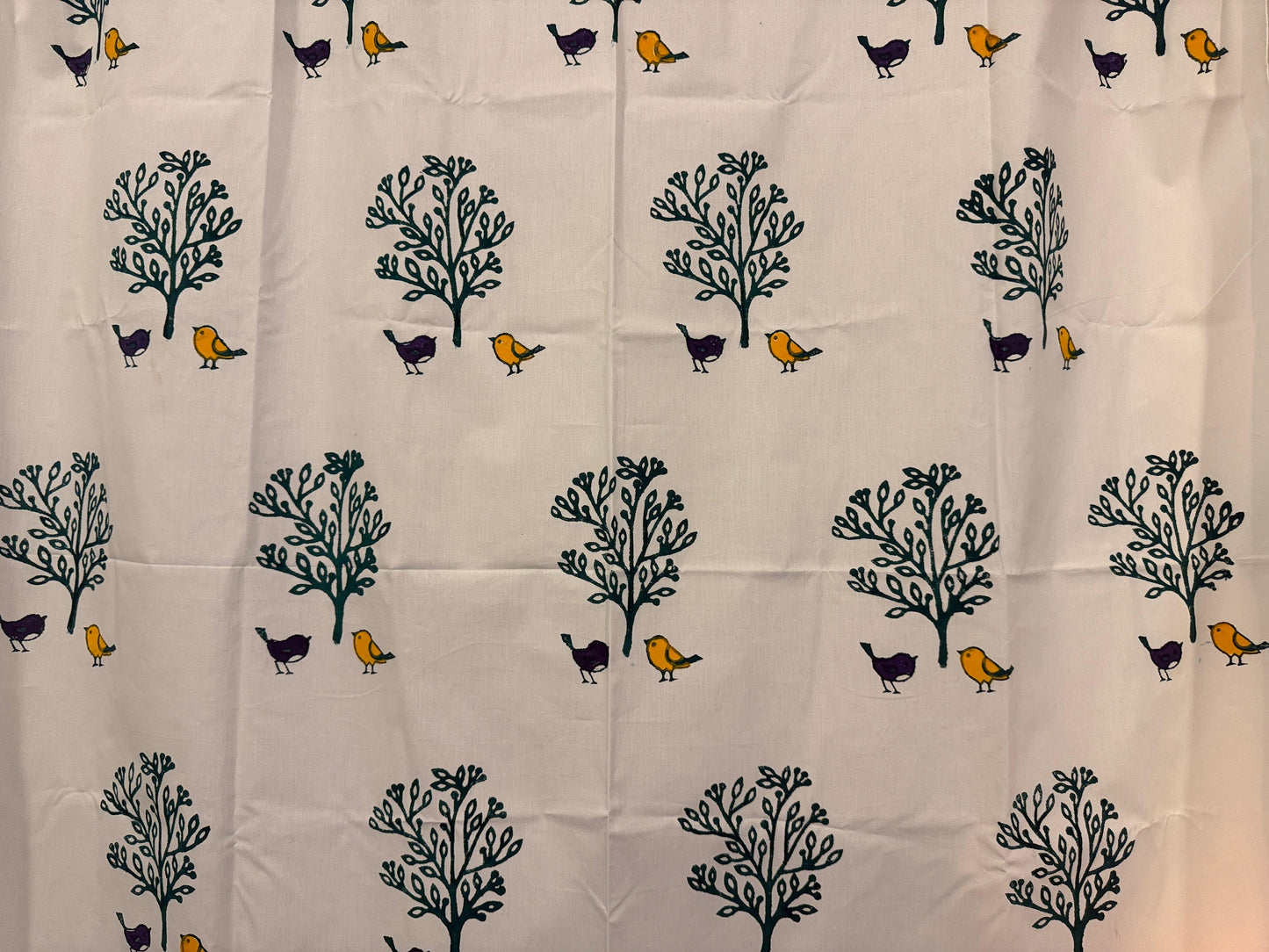 Chidiya – Set of 2 Hand Block Printed Cotton Window Curtains