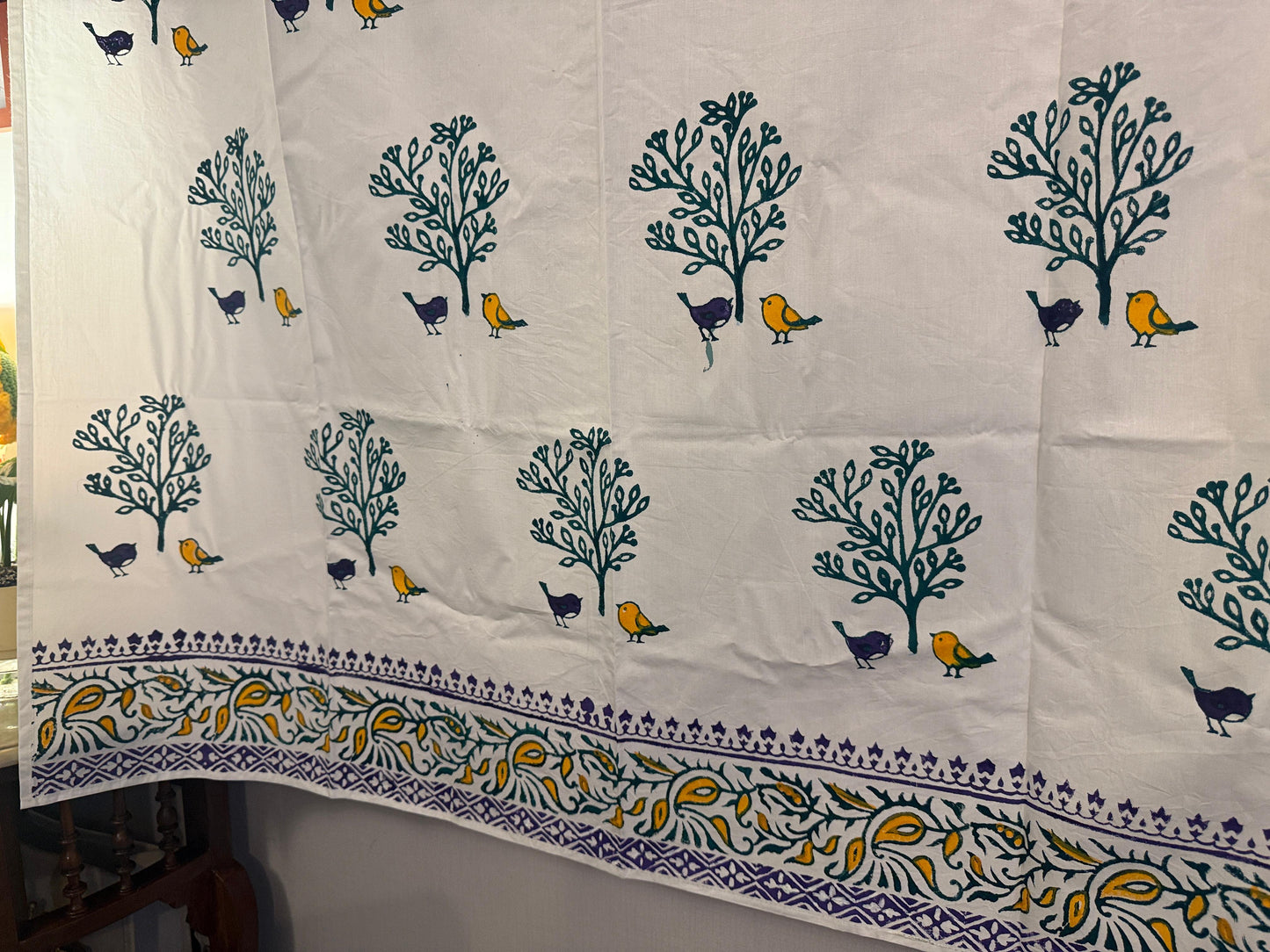 Chidiya – Set of 2 Hand Block Printed Cotton Window Curtains