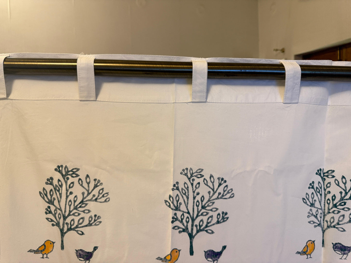 Chidiya – Set of 2 Hand Block Printed Cotton Window Curtains