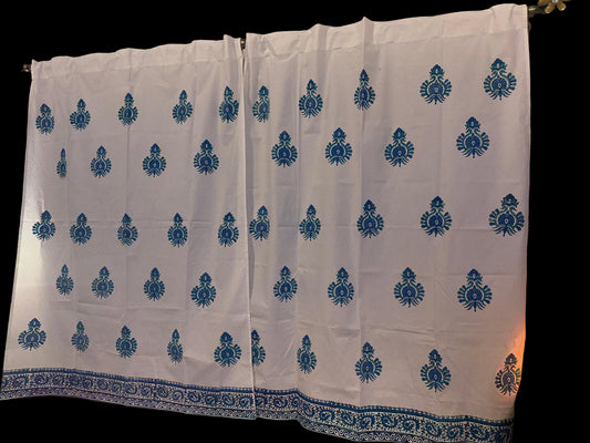 Morni – Set of 2 Hand Block Print Cotton Window Curtains