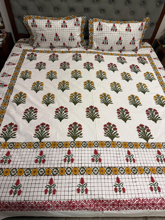 Meher – Hand Block Printed Double Bedsheet Set