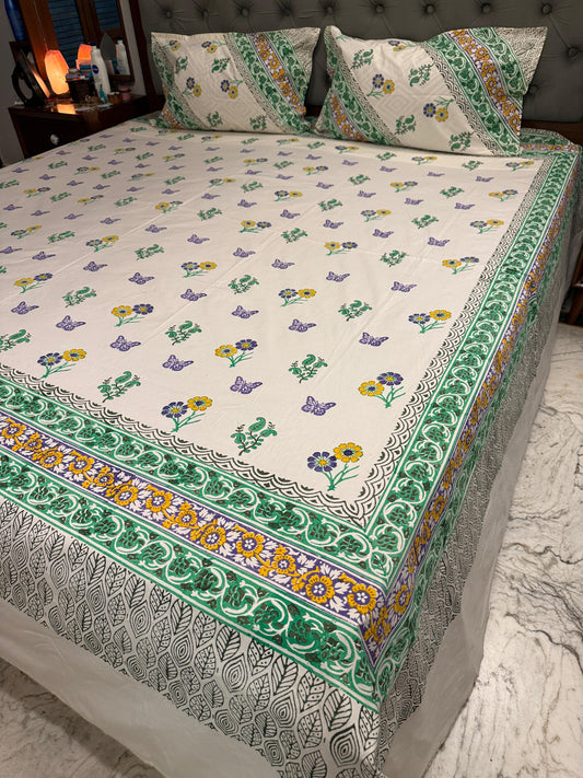 Titli 🦋 – Hand Block Printed Double Bedsheet Set