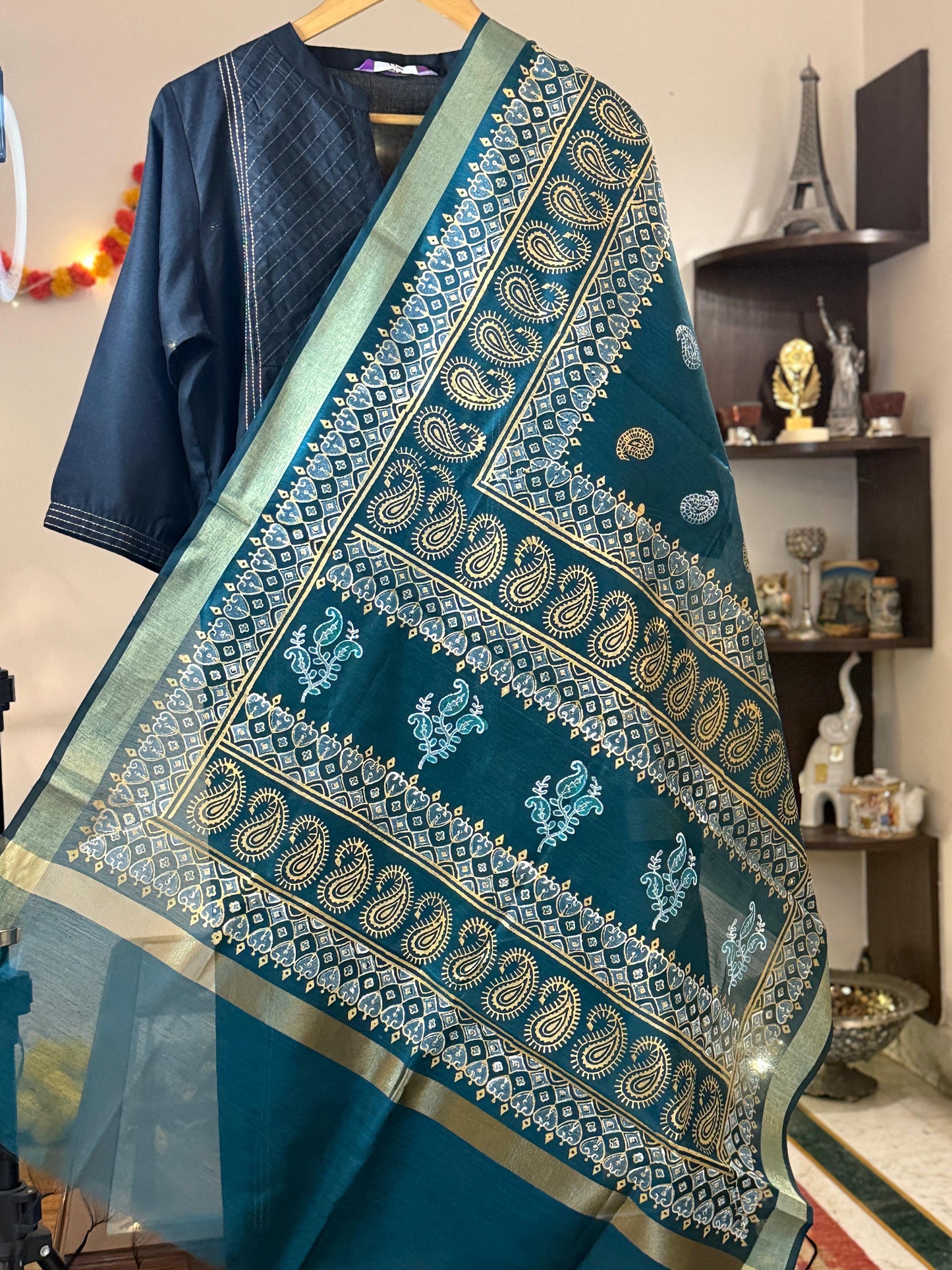 Panna – Bottle Green Chanderi Silk Dupatta