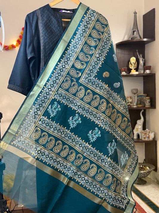 Panna – Bottle Green Chanderi Silk Dupatta