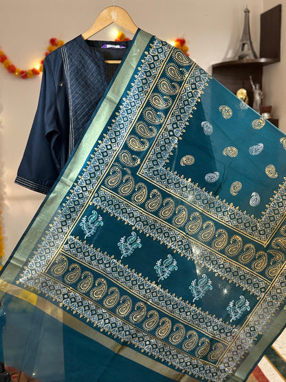 Panna – Bottle Green Chanderi Silk Dupatta