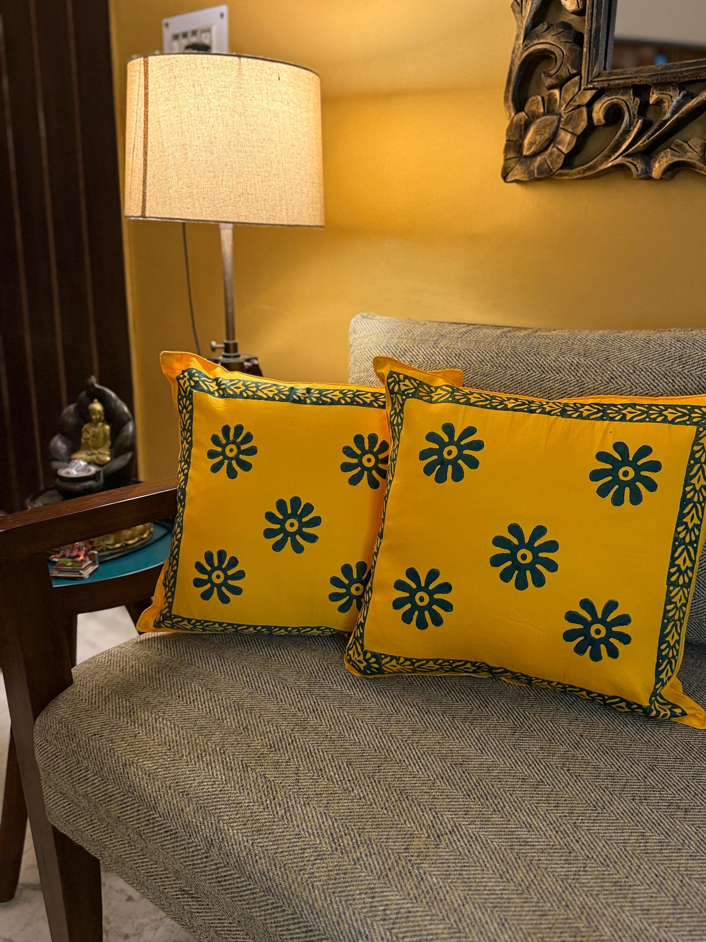 Kanphool  – Bright Yellow Cushion Covers (Set of 5)