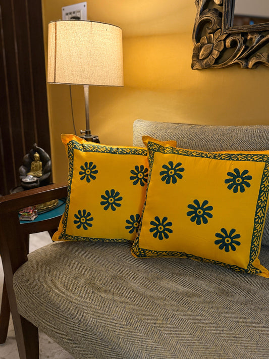 Kanphool  – Bright Yellow Cushion Covers (Set of 5)