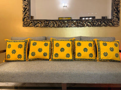 Kanphool  – Bright Yellow Cushion Covers (Set of 5)