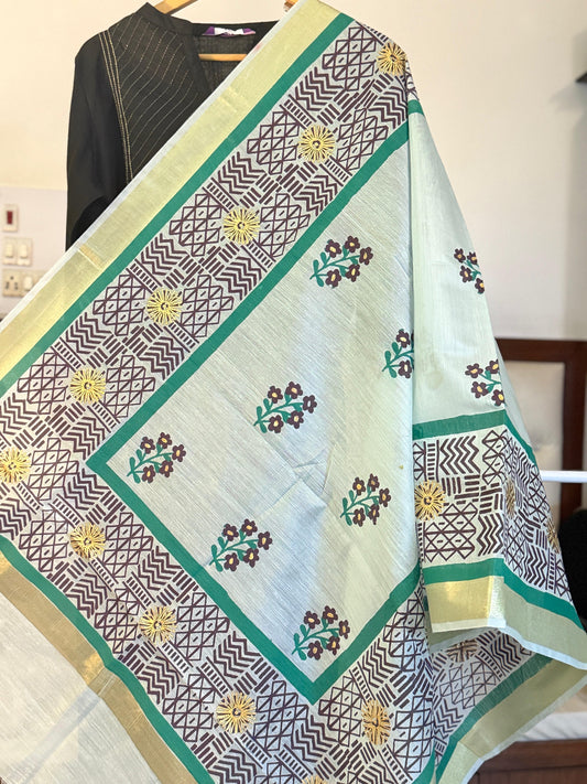 Indriya – Cool Sea Green Chanderi Silk Dupatta
