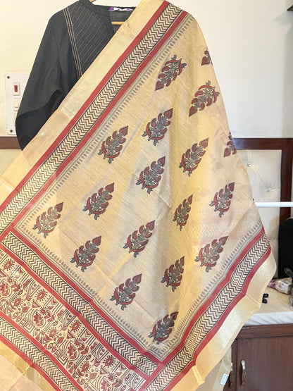 Katha – Beige Chanderi Silk Dupatta