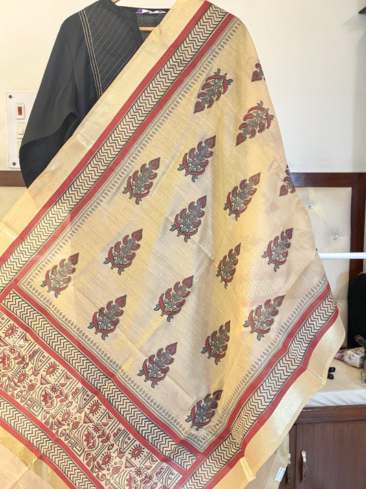 Katha – Beige Chanderi Silk Dupatta