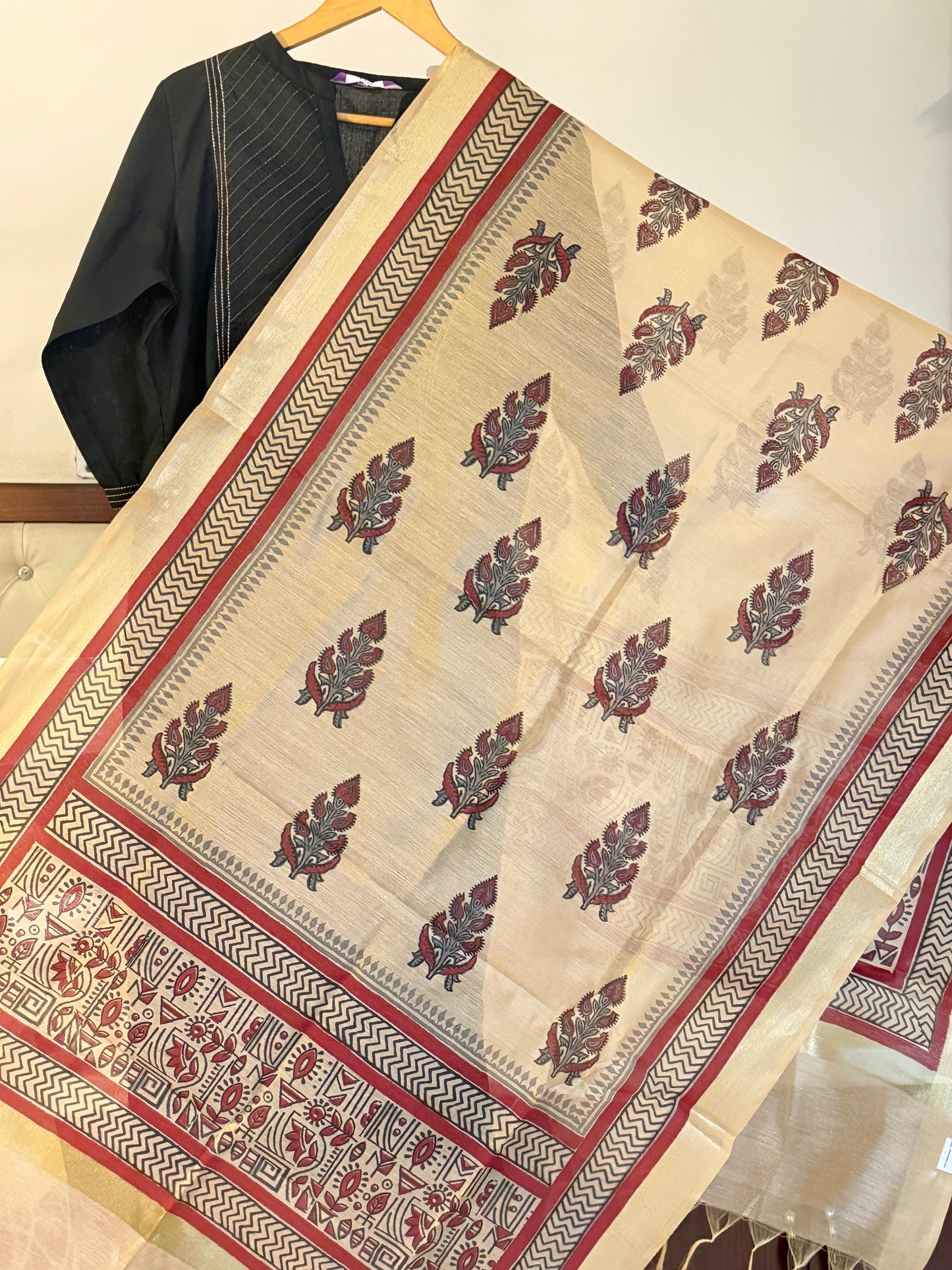 Katha – Beige Chanderi Silk Dupatta