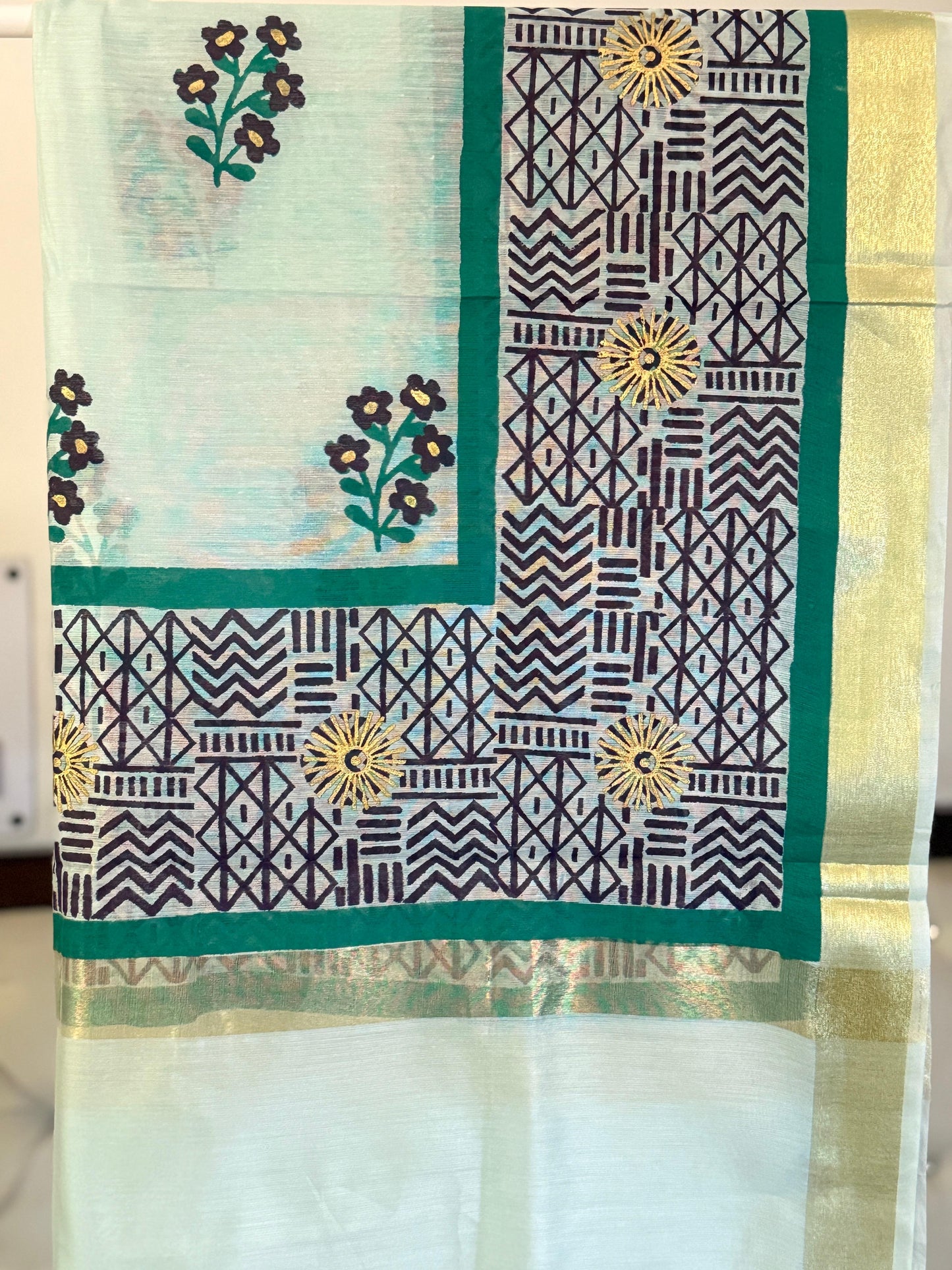 Indriya – Cool Sea Green Chanderi Silk Dupatta