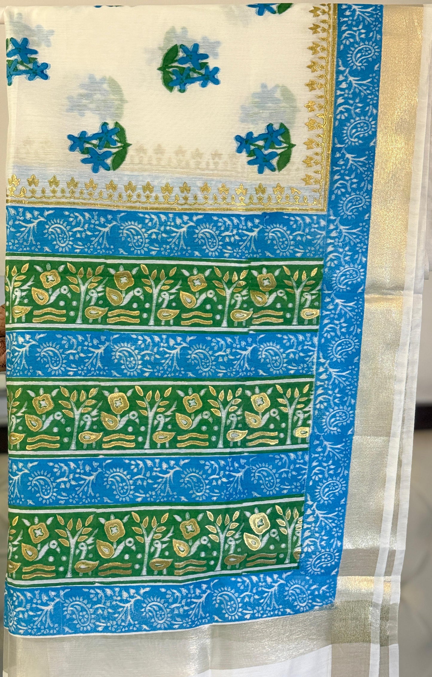 Hansphool – White Chanderi Silk Dupatta