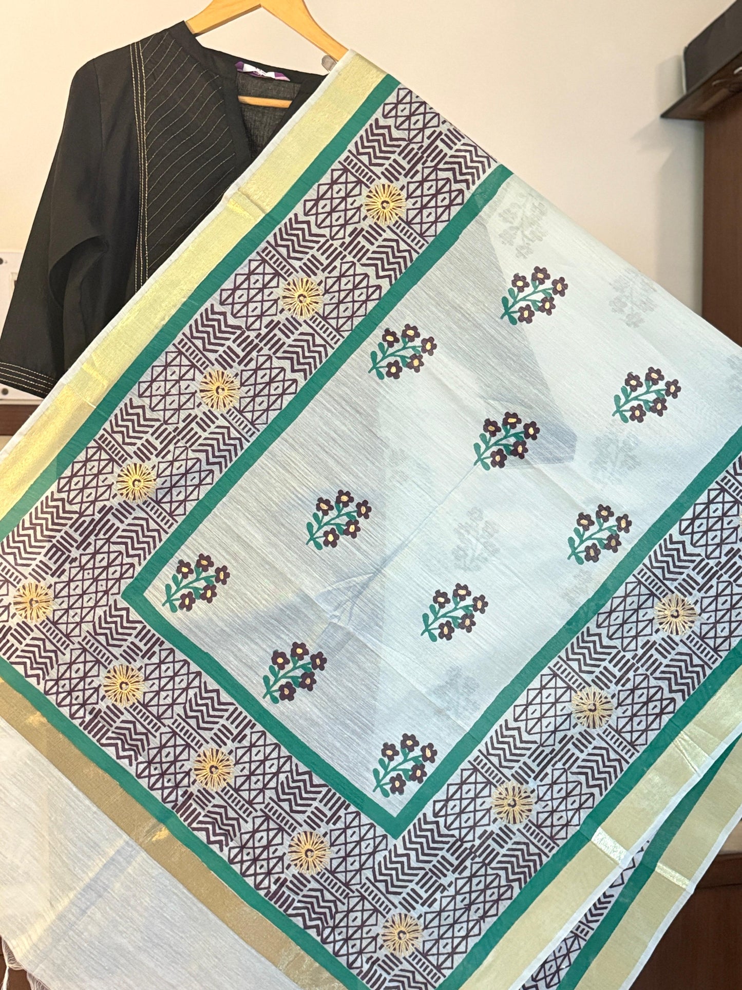 Indriya – Cool Sea Green Chanderi Silk Dupatta