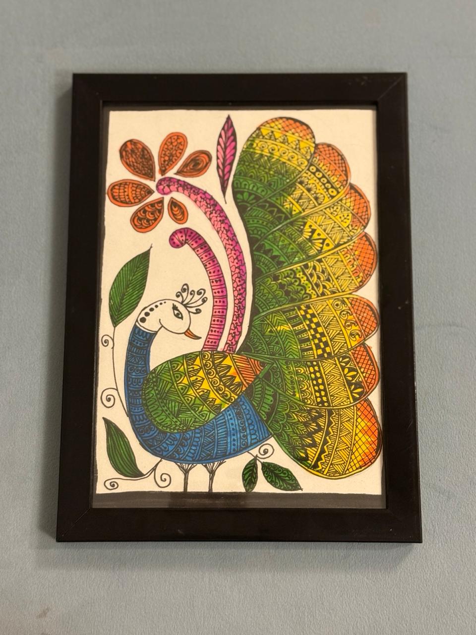 Peacock - Madhubani and Mandala Art