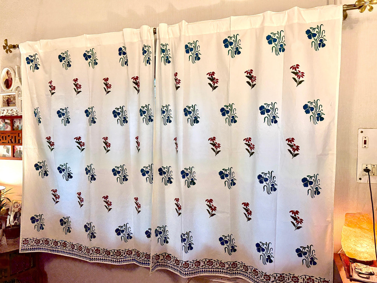 Aangan – Set of 2 Hand Block Printed Cotton Window Curtains