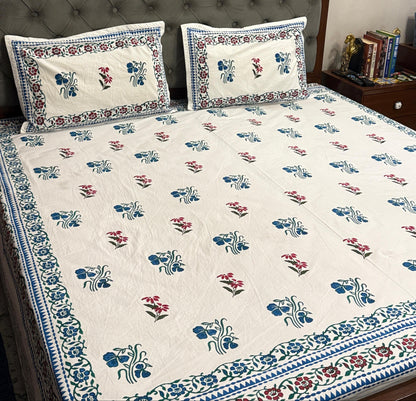Aangan 🌸 – Hand Block Printed Double Bedsheet Set