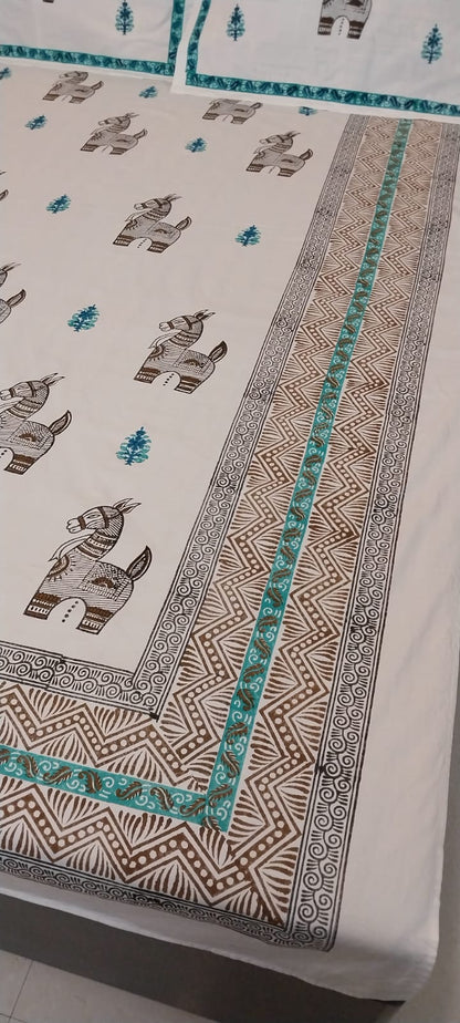 Bankura Horse – Hand Block Printed Diwan Bedsheet Set