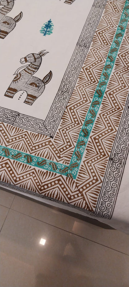 Bankura Horse – Hand Block Printed Diwan Bedsheet Set