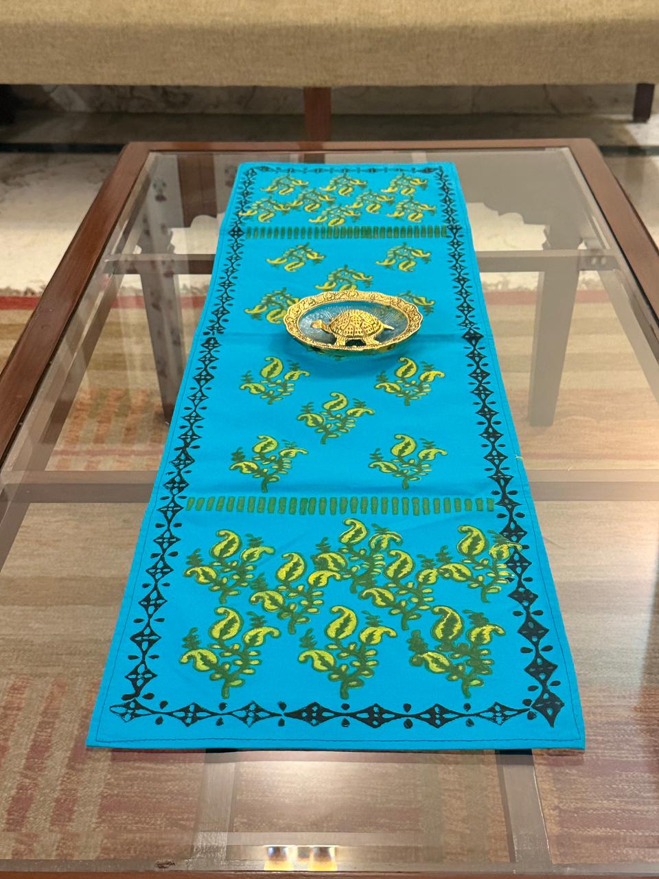 Noor – Hand Block Printed Multipurpose Blue Cotton Runner