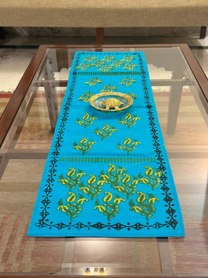 Noor – Hand Block Printed Multipurpose Blue Cotton Runner