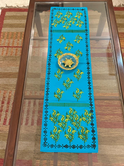Noor – Hand Block Printed Multipurpose Blue Cotton Runner