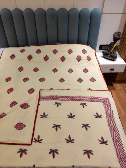 Floral Dreams - Reversible Hand Block Printed Dohar