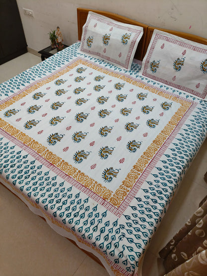 Leela – Hand Block Printed Double Bedsheet Set