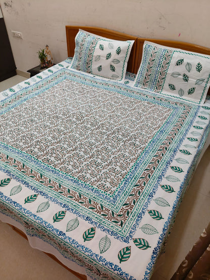 Leaf Song – Hand Block Printed Double Bedsheet Set