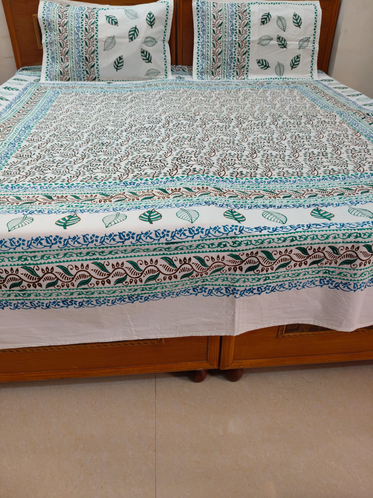 Leaf Song – Hand Block Printed Double Bedsheet Set