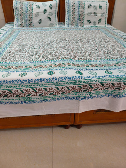 Leaf Song – Hand Block Printed Double Bedsheet Set