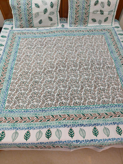 Leaf Song – Hand Block Printed Double Bedsheet Set