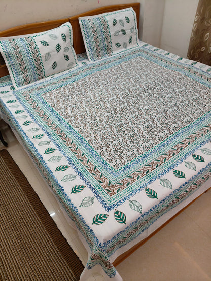 Leaf Song – Hand Block Printed Double Bedsheet Set