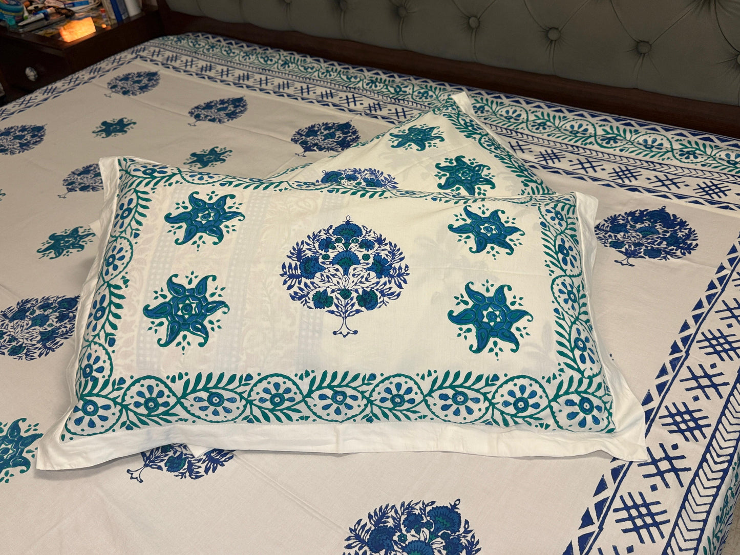 Jodhpur Blue – Hand Block Printed Double Bedsheet Set