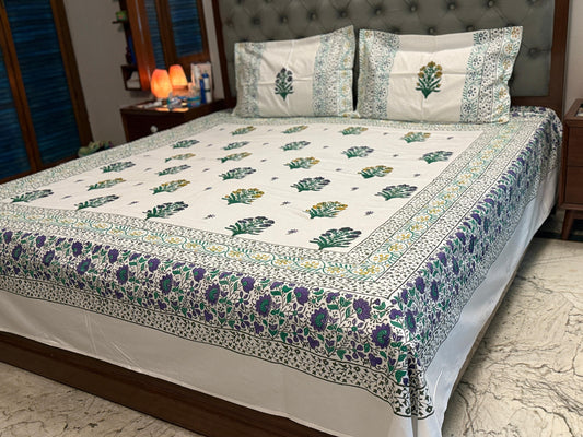 Bagh-e-Bahar – Hand Block Printed Double Bedsheet Set