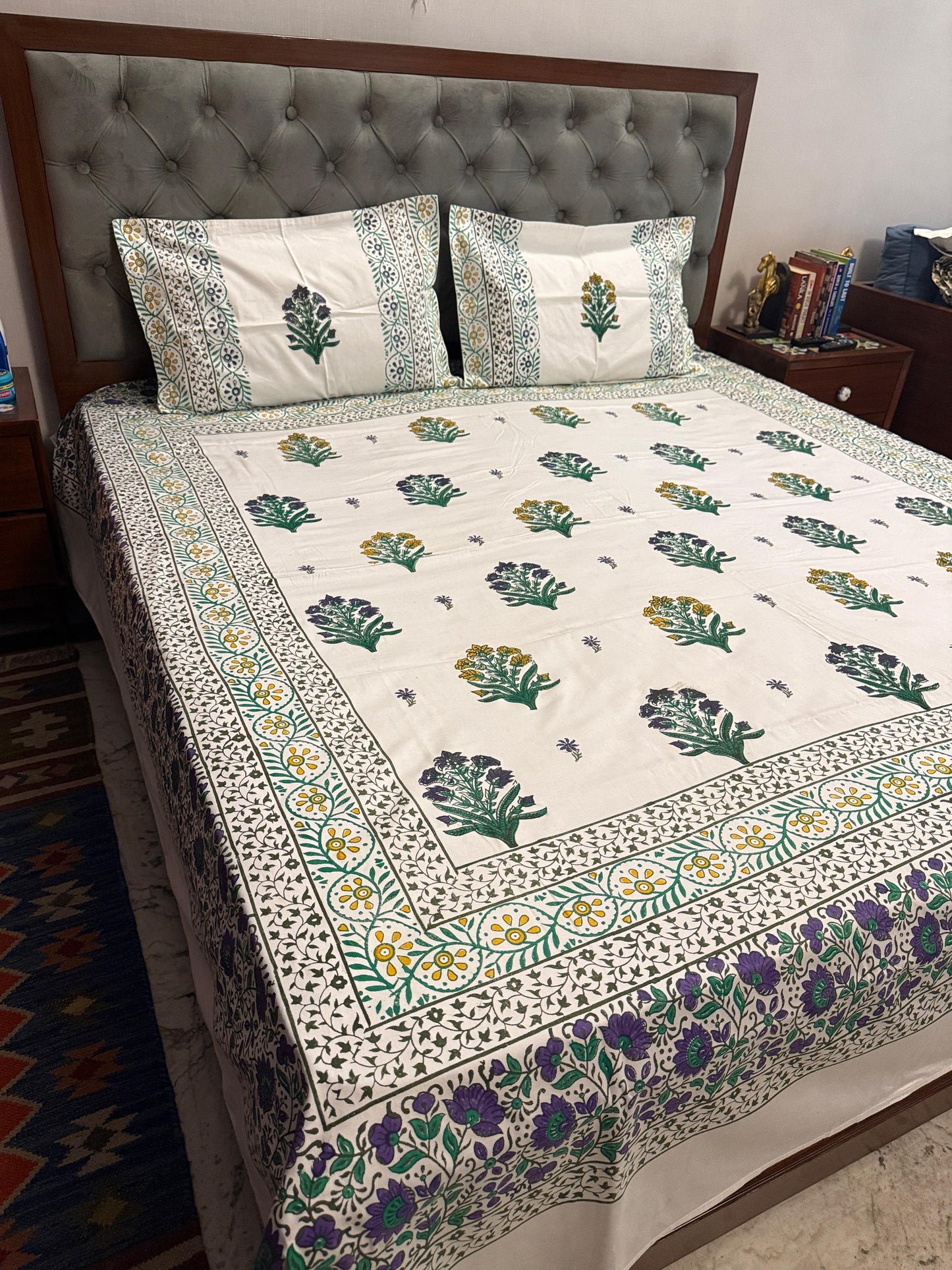 Bagh-e-Bahar – Hand Block Printed Double Bedsheet Set