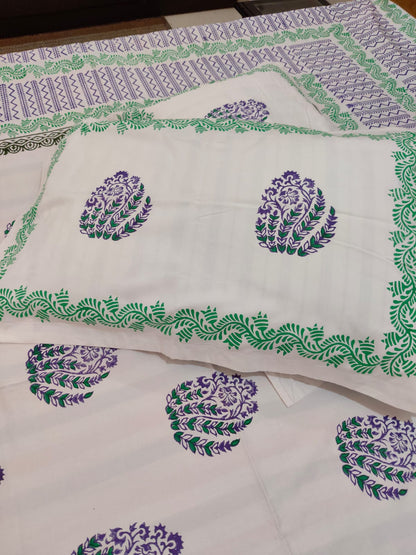 Amethyst – Hand Block Printed Double Bedsheet Set