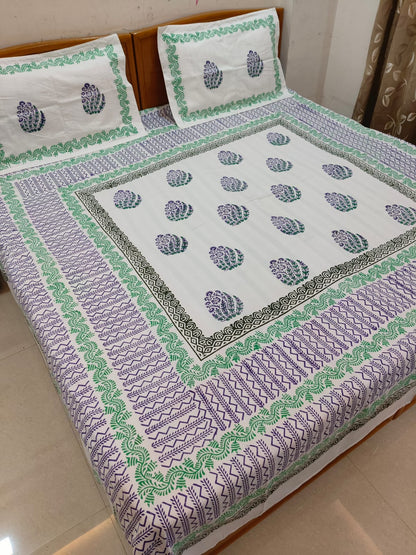 Amethyst – Hand Block Printed Double Bedsheet Set