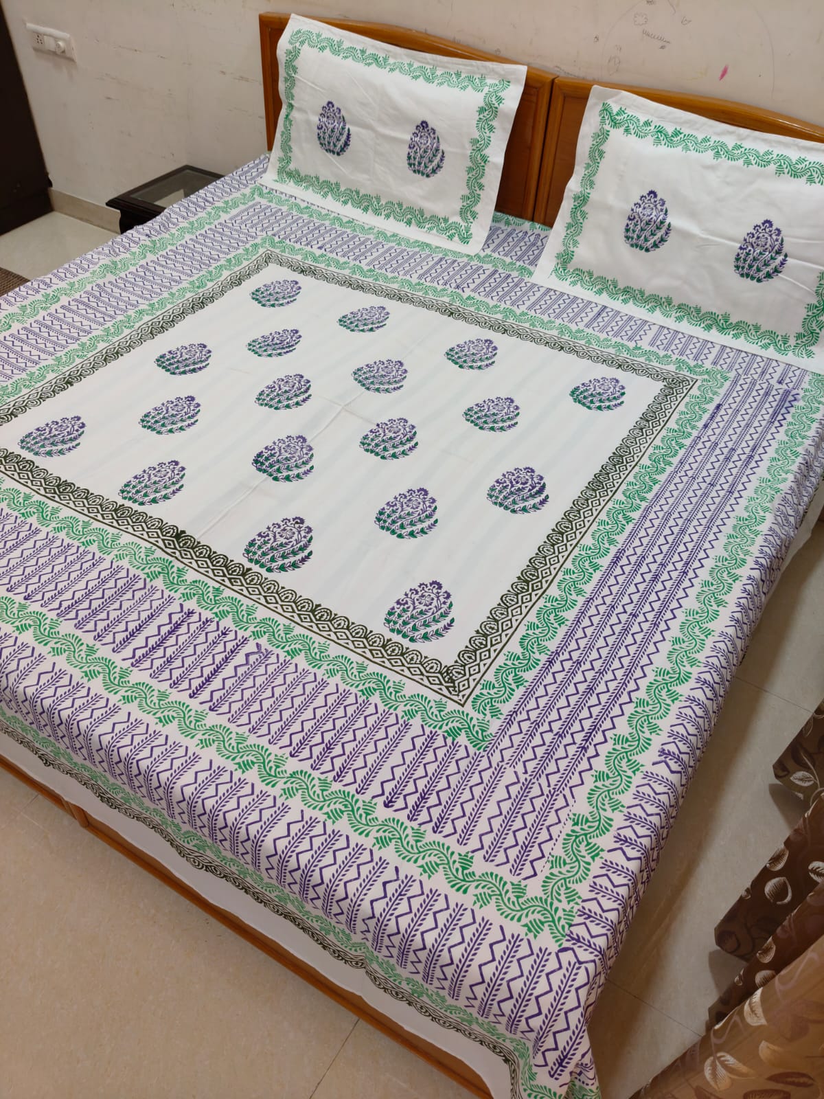 Amethyst – Hand Block Printed Double Bedsheet Set